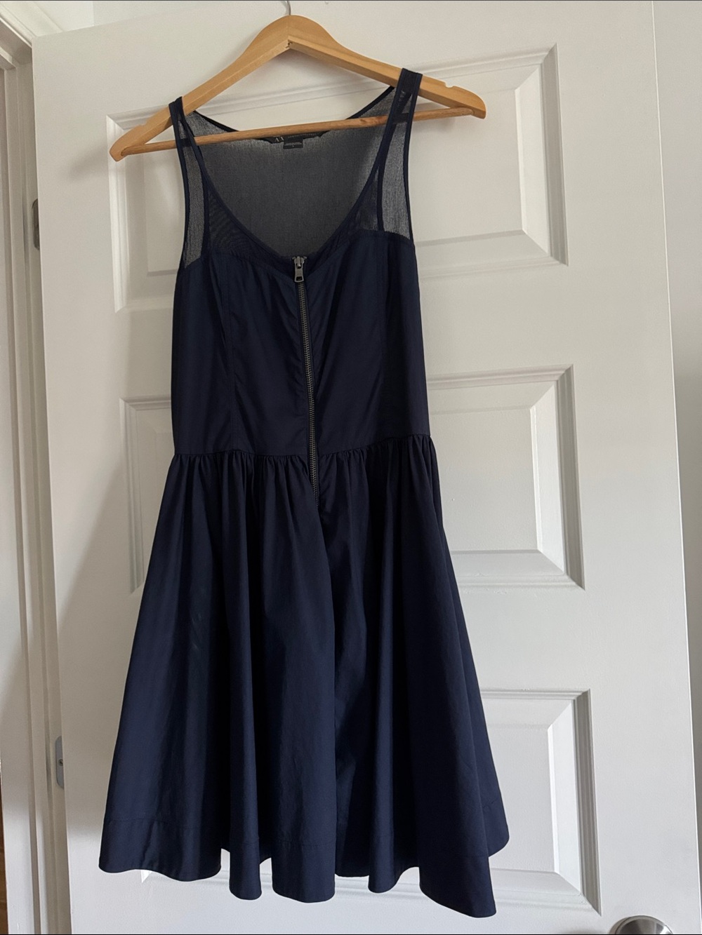 Armani Exchange Navy Sleeveless A-Line Zip Dress